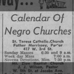 Calendar of Negro Churches
